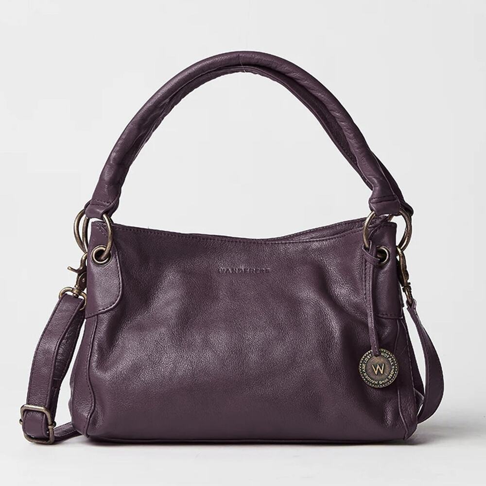 NWT Wanderers Travel Co. THE PETITE TOULOUSE purple leather shoulder bag